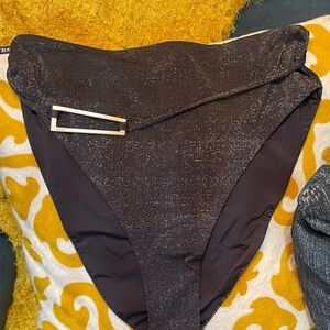 Onia Black Bikini Bottom with Metallic Buckle